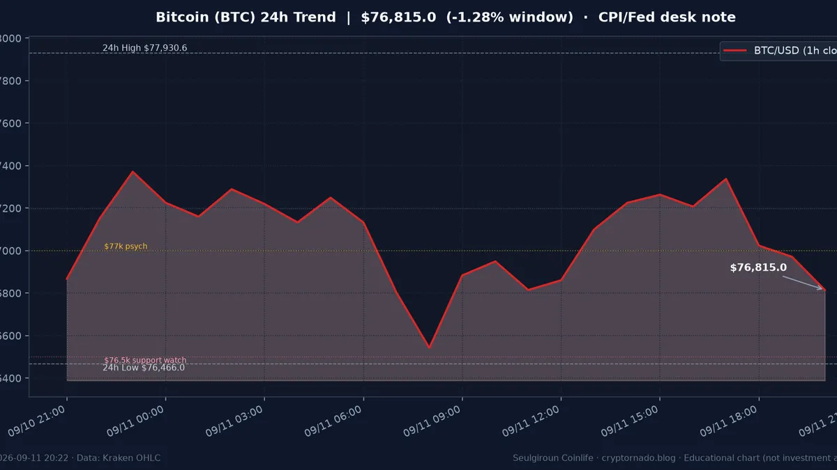 비트코인(BTC) 최근 24시간 USD 추세 — CPI·FOMC 전야 시황·전망 차트