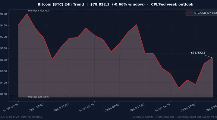 비트코인(BTC) 최근 24시간 USD 추세 — CPI·연준 주간 오늘 시장 한줄 전망 차트