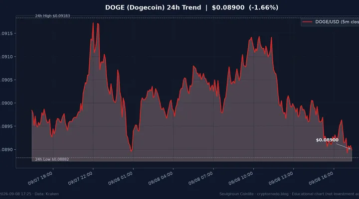 도지코인(DOGE) 최근 24시간 USD 가격 추세 차트 — 슬기로운 코인라이프 시황·전망
