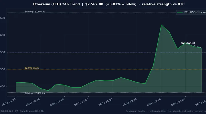 이더리움(ETH) 최근 24시간 USD 추세 — BTC 대비 상대강도·$2.5k 안착 시황·전망 차트