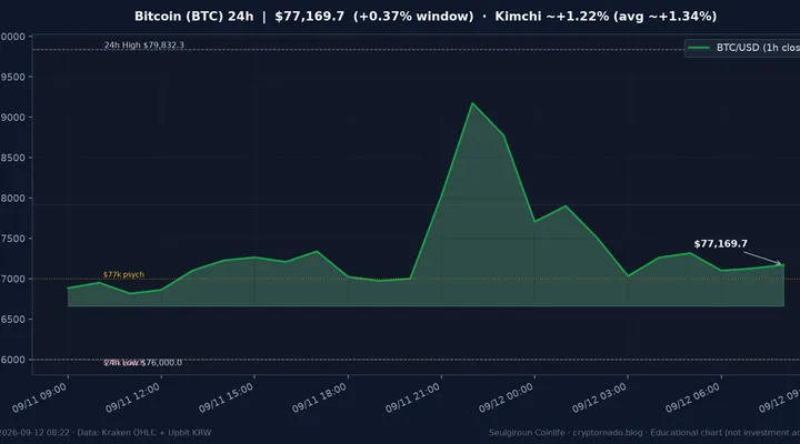 비트코인(BTC) 최근 24시간 USD 추세 — 김치프리미엄·주말 국내 괴리 시황 교육용 차트